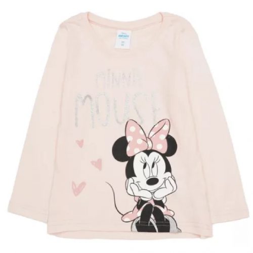 Disney Minnie Gyerek hosszú ujjú póló rózsaszín, lurex díszítéssel, 104